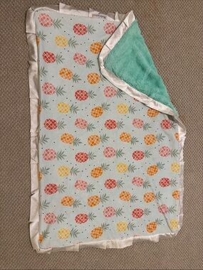 Tween Minky Couture Plush Reversible Pineapple Blanket - Teal & Multi
